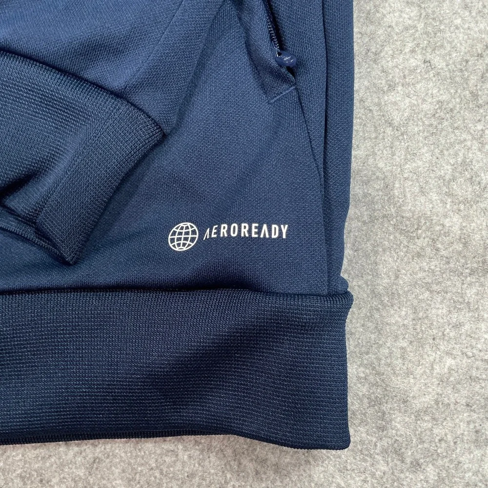 Adidas AEROREADY Mens Jacket L Navy Blue Striped AEROREADY performance fabric